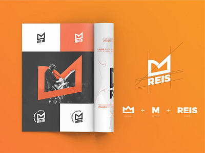 Minimalist Logo REIS brand crown guitar instruments logo music orange