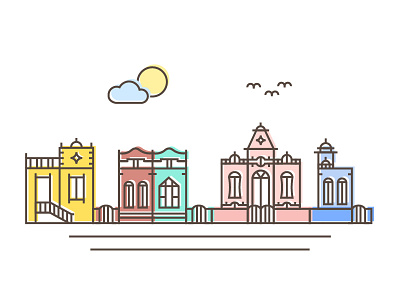 Brazilian houses III brazil colourful flat houses illustration minimalist tropical village