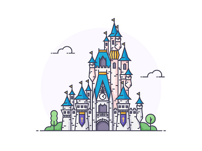 Cinderella Castle castle cinderella cute design disney flat kingdom magic medieval princess walt