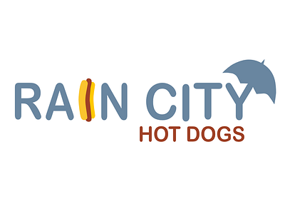 Rain City Hot Dogs hot dog hot dog logo logo rainy umbrella