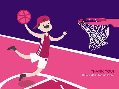 Dribbble Debut Shot artwork basketball debut shot design designing dribbble game graphic illustration invitation invite thankyou