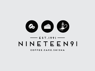 Cafe Ninteen91 Logo 2d branding cafe coffee design dessert flat icon logo minimalistic typography vintage