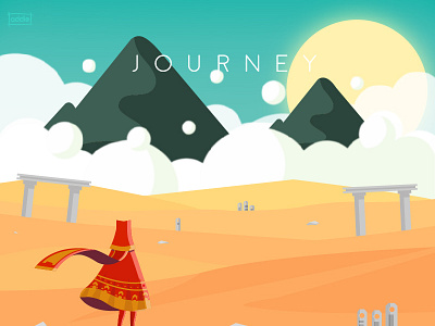 Journey clouds desert illustration journey journey game mountains rythulain scarf sun traveller video game wanderer