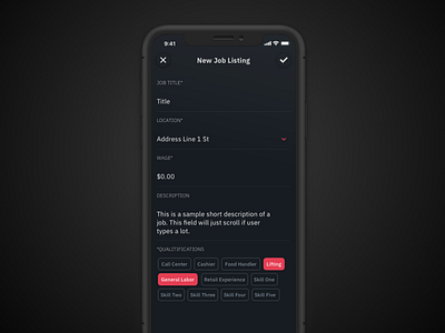 Dark theme concept for an iOS app