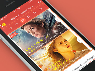 "Movie Planet" app, header app book tickets cinema film header ios iphone movie poster search showtimes ui