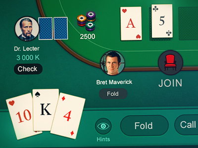 Poker web app app cards chips flat game green hearts play poker table ui web