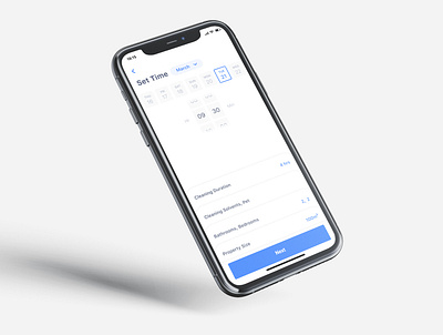 iOS Cleaning Service Application app applicaiton blue booking calendar cleaning date datepicker figma flat design illustraion ios time ui