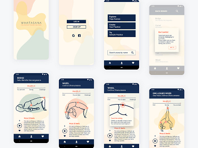 Whatasana app design digital illustration ui userexperience ux yoga