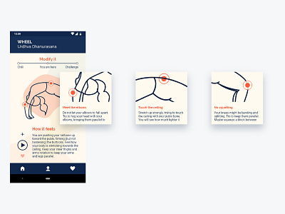 Whatasana pop-up screens app asana design illustration ui userexperience ux yoga