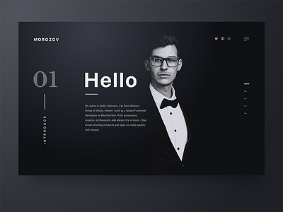 Morozov - Personal Website clean cv dark flat minimal portfolio profile simple typography web design webdesign website