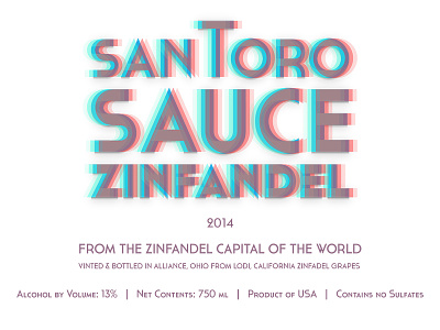 Santoro Sauce Wine Label 2014 3d anaglyphic logo print wine wine label