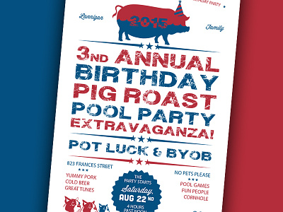 Pig Roast Party Invite invite party patriotic pig roast pool party print