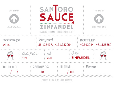 Santoro Sauce Wine Label