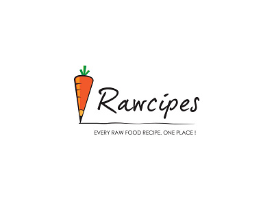 Rawcipes logo branding carrot design food health icon logo mark pencil symbol