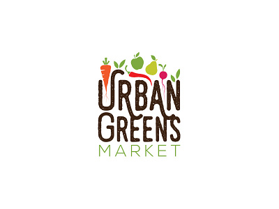 Urban Greens branding design flat food health logo