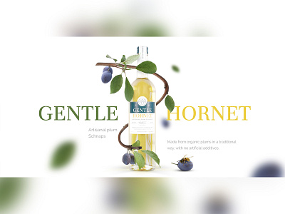 Gentle Hornet Label, Photography, Retouching and Banner design bourbon drink graphic design hornet label label design label packaging natural nature photography plum retouching whiskey