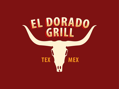 El Dorado Grill branding food lettering logo design longhorn skull sticker texmex texture