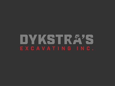 Dykstra's Excavating bucket dig excavator industrial logo design text