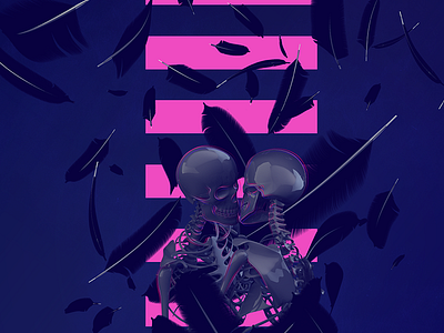Me + You 3d c4d illustration love skeleton valentines