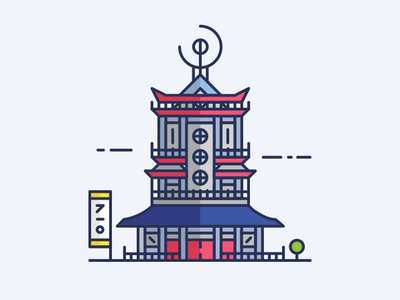 The Temple building illustration sci-fi vector