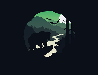 Bear animal creative design illustration illustrator mountains negativespace vector