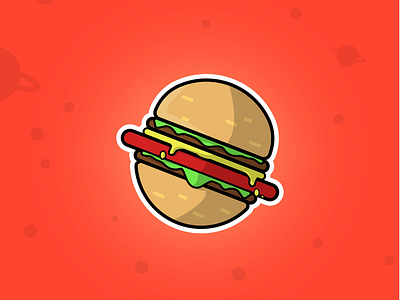 Planet Burger food logo sticker