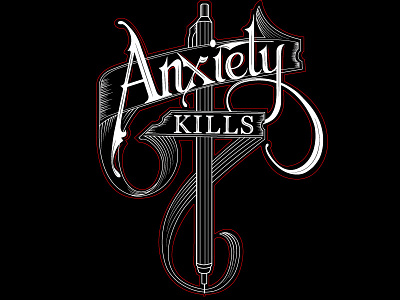 Anxiety/production design graphic hand lettering type typography vector