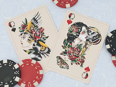 Dribble Cards american design graphic illustration tattoo traditional