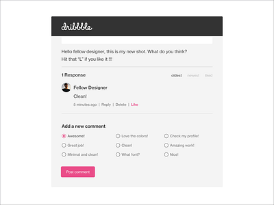 Dribbble comments redesign