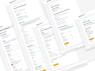 Application for Admission 1-5 design education form interface ui university user experience user interface ux web design web form webdesign website