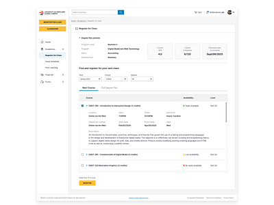 Self-service student portal college dashboad dashboard app design education interface landing page learn lms student ui university user experience user interface ux web design webdesign website