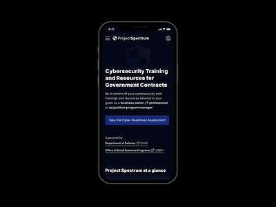 ProjectSpectrum - cybersecurity training platform I cybersecurity design interface landing page mobile mobile app ui user experience user interface ux web design website