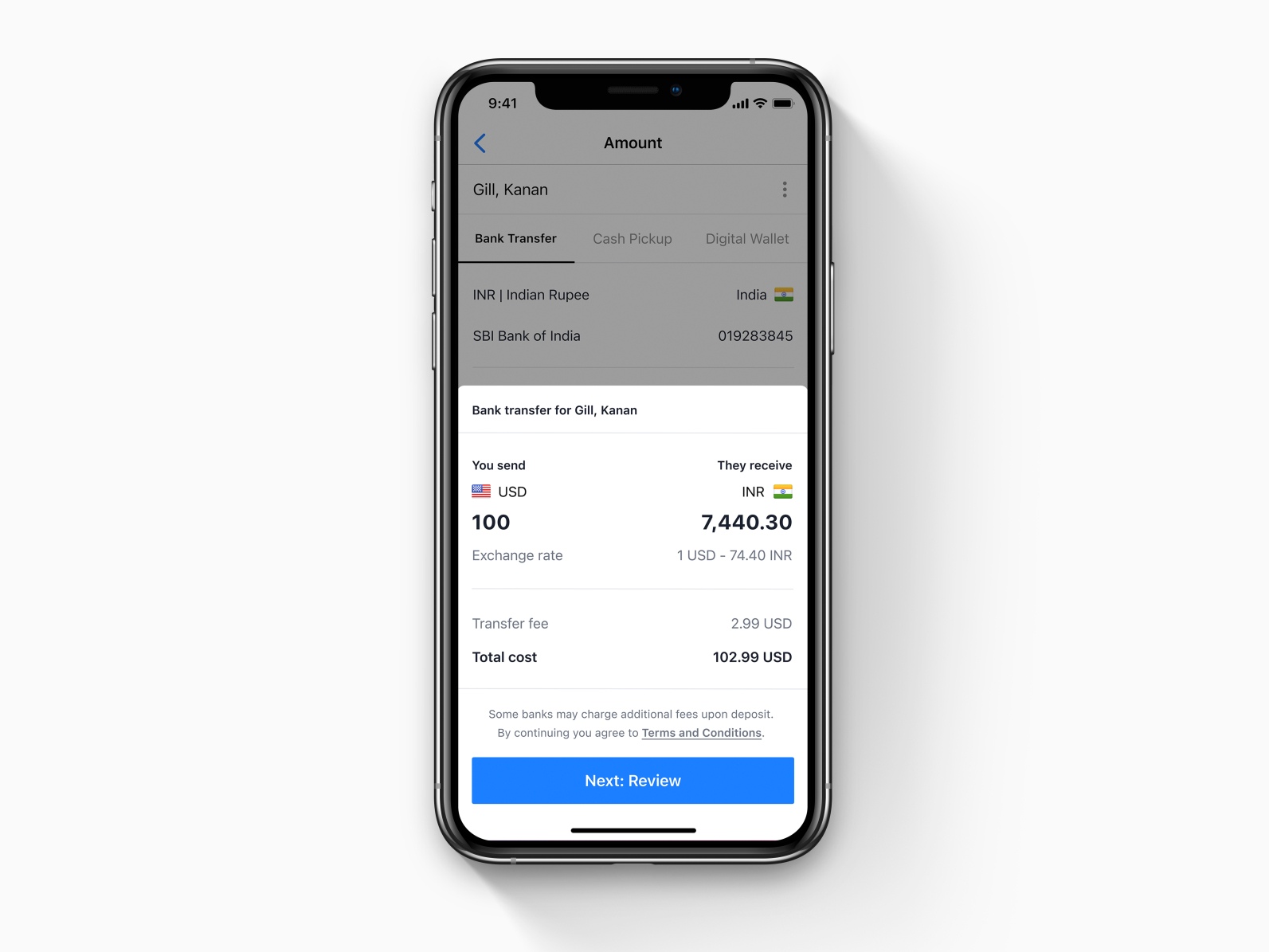 iOS money transfer UI by Peter Grochowski on Dribbble