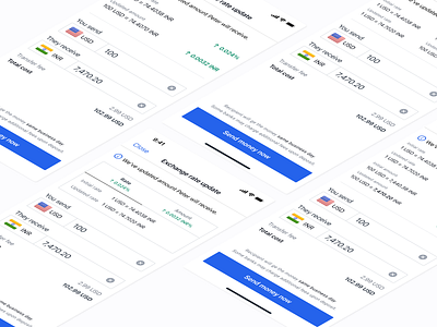 Money transfer - Exchange rate update api app bank currency finserve fintech interface ios iphone mobile money native payment remittance transaction transfer ui