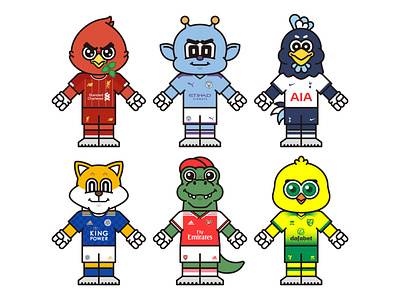 EPL Mascots Re-Design character design epl mascots premier league soccer vector