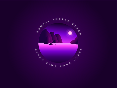 Purple Beach beach branding gradient illustration logo modern moon mountains night nighttime yoga
