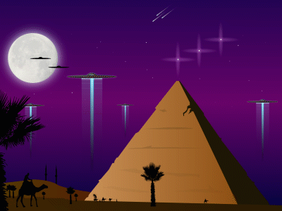 Fall Of Egypt aliens animation cartoon egypt history illustration illustration art illustrator moon nights sky pyramids sci fi space ufo