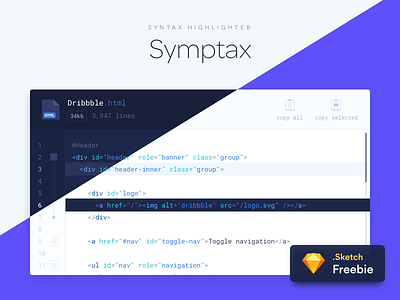 Symptax - Syntax Highlighter code coder free freebie highlighter icons resource sketch syntax ui