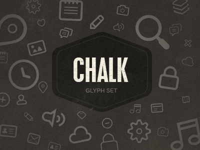 Chalk Glyph Set chalk chunky creative market fat free fat free freebie glyphs icons iconset set vector