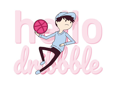 Hello Dribbble cartoon character debut drawing hello dribbble illustration