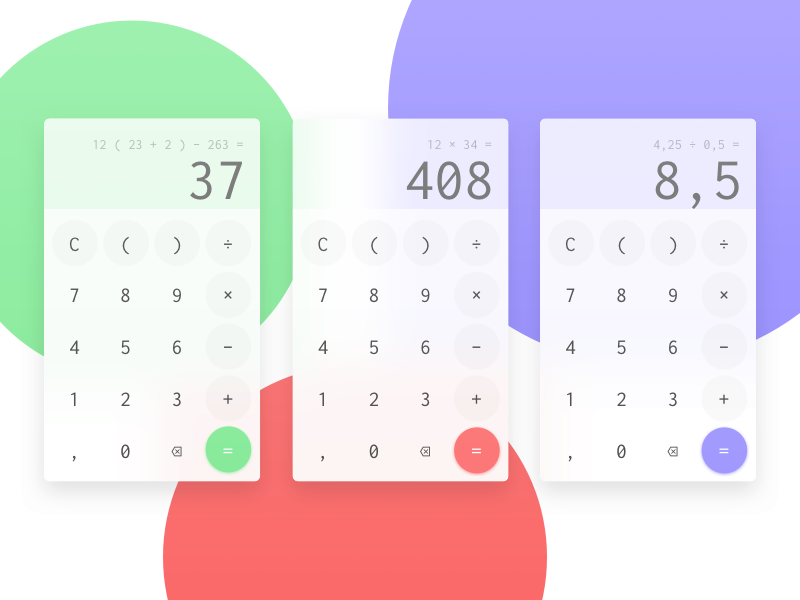 Colorful calculators - DailyUI 004 by Willy Liu on Dribbble