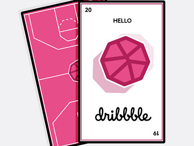 Hello Dribbble, Playing Cards dribbble flat geometric hello icon illustration logo vector