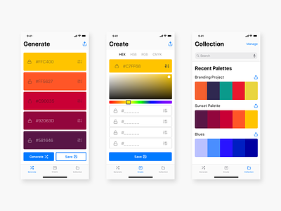 Colour Palette Generator for iOS color color palette colour ios ui user interface user interface design ux ux-ui