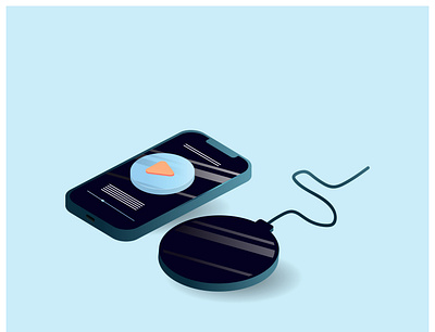 Isometric smartphone with wireless charging pad abundance asset branding cartoon cook book design flat icon illustration ui