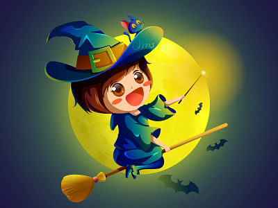 The Witch_2 halloween party illustration trick or treat