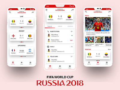 FIFA World Cup Russia 2018 App Design