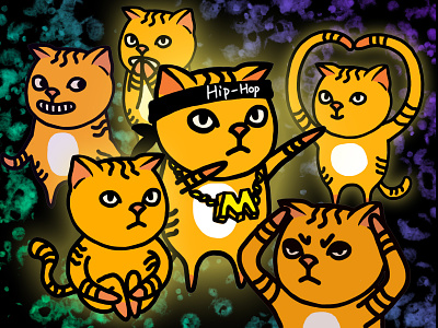 Hip-hop Kung Fu animal cat creative design emoticon hiphop illustration