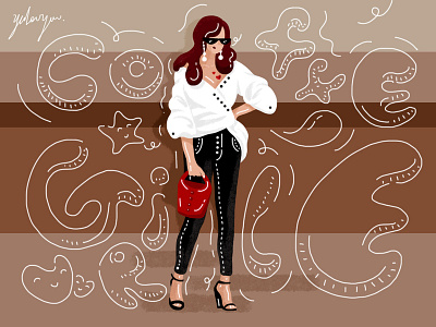 Coffee girl character coffee colors fashion girl illustration muse pose woman