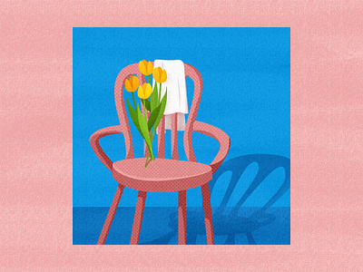 Comfortable corner 💐💐💐 chair design flower graphic illustration pink