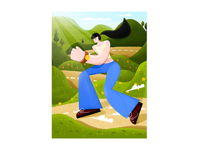 Running Girl 🏃‍♀️ character girl graphic green illustration life running summer